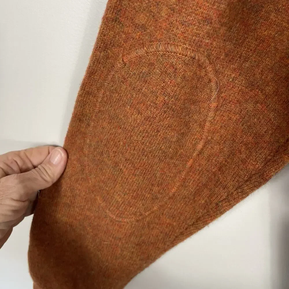 Peter Millar 100% Merino Wool Sweater Men's L Burnt Orange 1/4 Button Italy Made